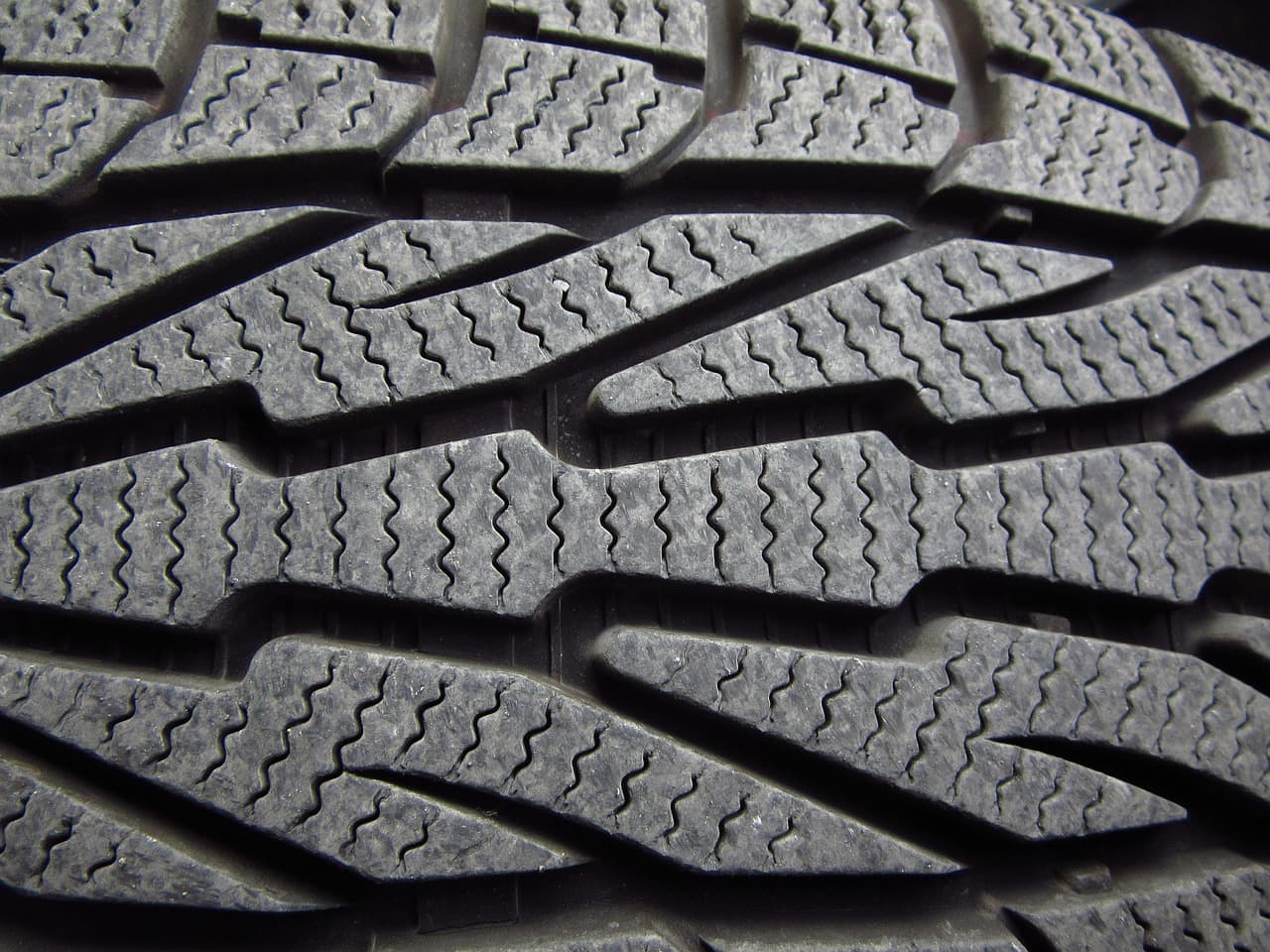 Close-up of the tread on a car tyre